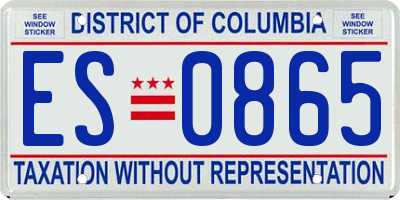DC license plate ES0865