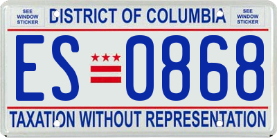 DC license plate ES0868