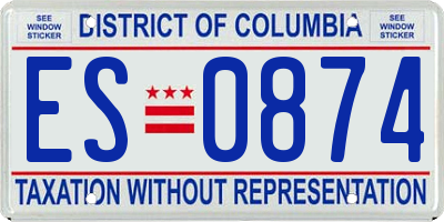 DC license plate ES0874