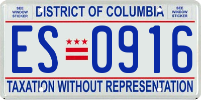 DC license plate ES0916