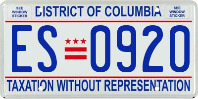 DC license plate ES0920