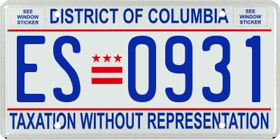 DC license plate ES0931