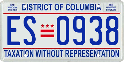 DC license plate ES0938