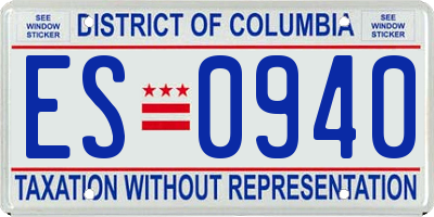 DC license plate ES0940