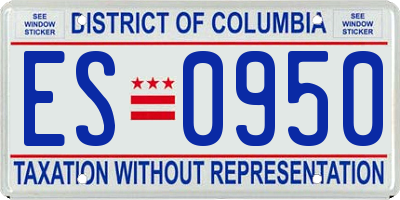 DC license plate ES0950