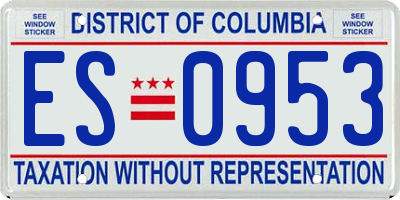 DC license plate ES0953