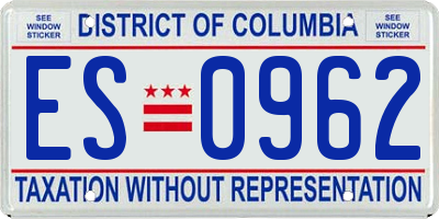 DC license plate ES0962