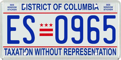 DC license plate ES0965