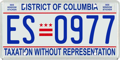 DC license plate ES0977
