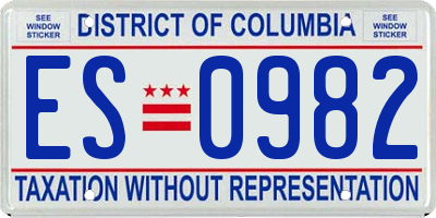 DC license plate ES0982