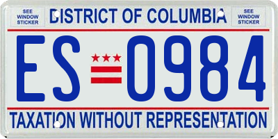 DC license plate ES0984