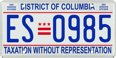 DC license plate ES0985