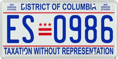 DC license plate ES0986