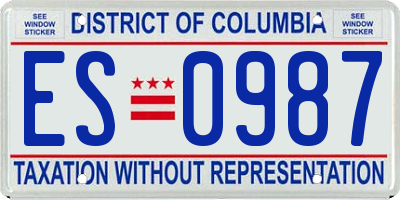 DC license plate ES0987