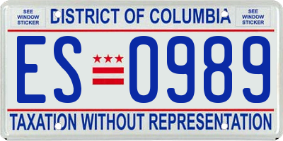 DC license plate ES0989