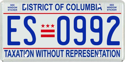 DC license plate ES0992
