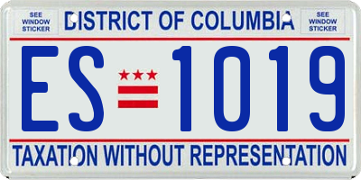 DC license plate ES1019