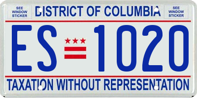 DC license plate ES1020