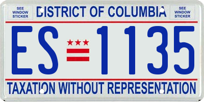 DC license plate ES1135