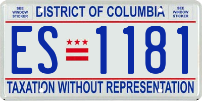 DC license plate ES1181