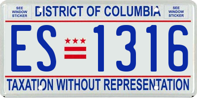 DC license plate ES1316