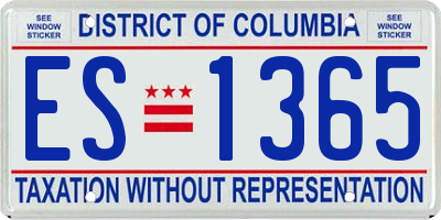 DC license plate ES1365