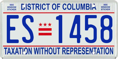 DC license plate ES1458