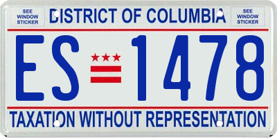 DC license plate ES1478
