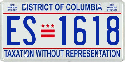 DC license plate ES1618