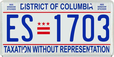 DC license plate ES1703