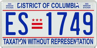 DC license plate ES1749