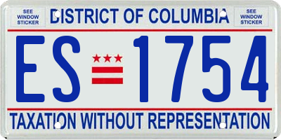 DC license plate ES1754