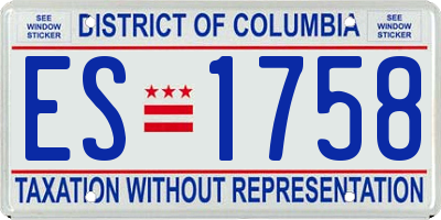 DC license plate ES1758