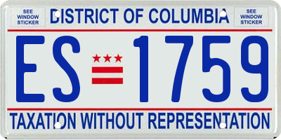 DC license plate ES1759