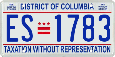 DC license plate ES1783