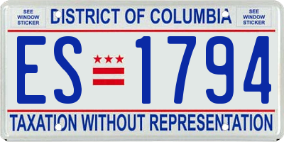 DC license plate ES1794