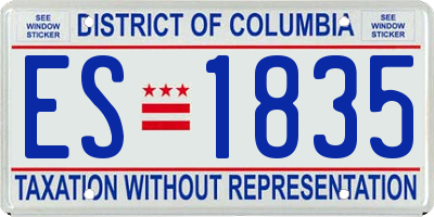 DC license plate ES1835