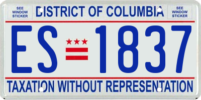 DC license plate ES1837