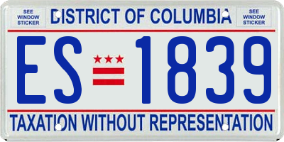 DC license plate ES1839
