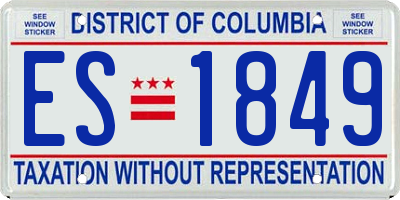 DC license plate ES1849