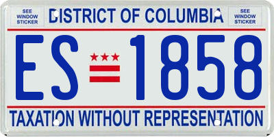 DC license plate ES1858