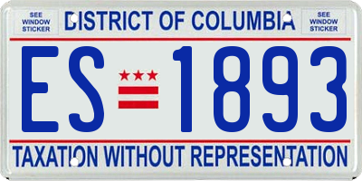 DC license plate ES1893