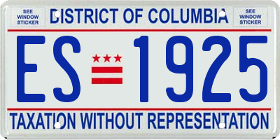 DC license plate ES1925