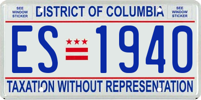DC license plate ES1940