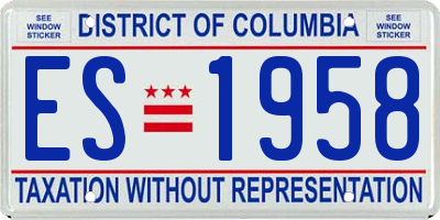 DC license plate ES1958