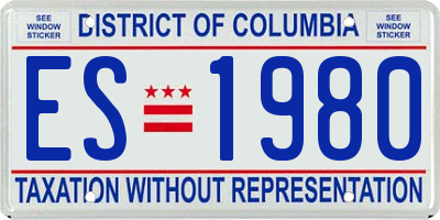 DC license plate ES1980