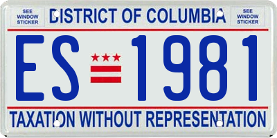 DC license plate ES1981