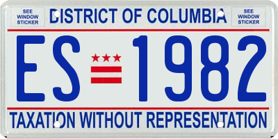 DC license plate ES1982