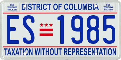 DC license plate ES1985