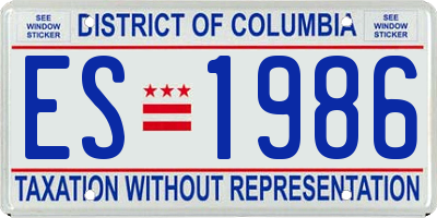 DC license plate ES1986